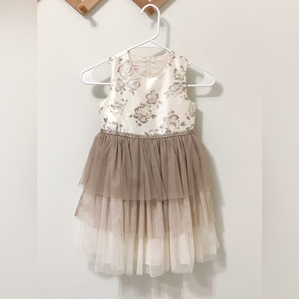 Bonnie Jean | Girls Chic Floral Dress with Layered‎ Skirt